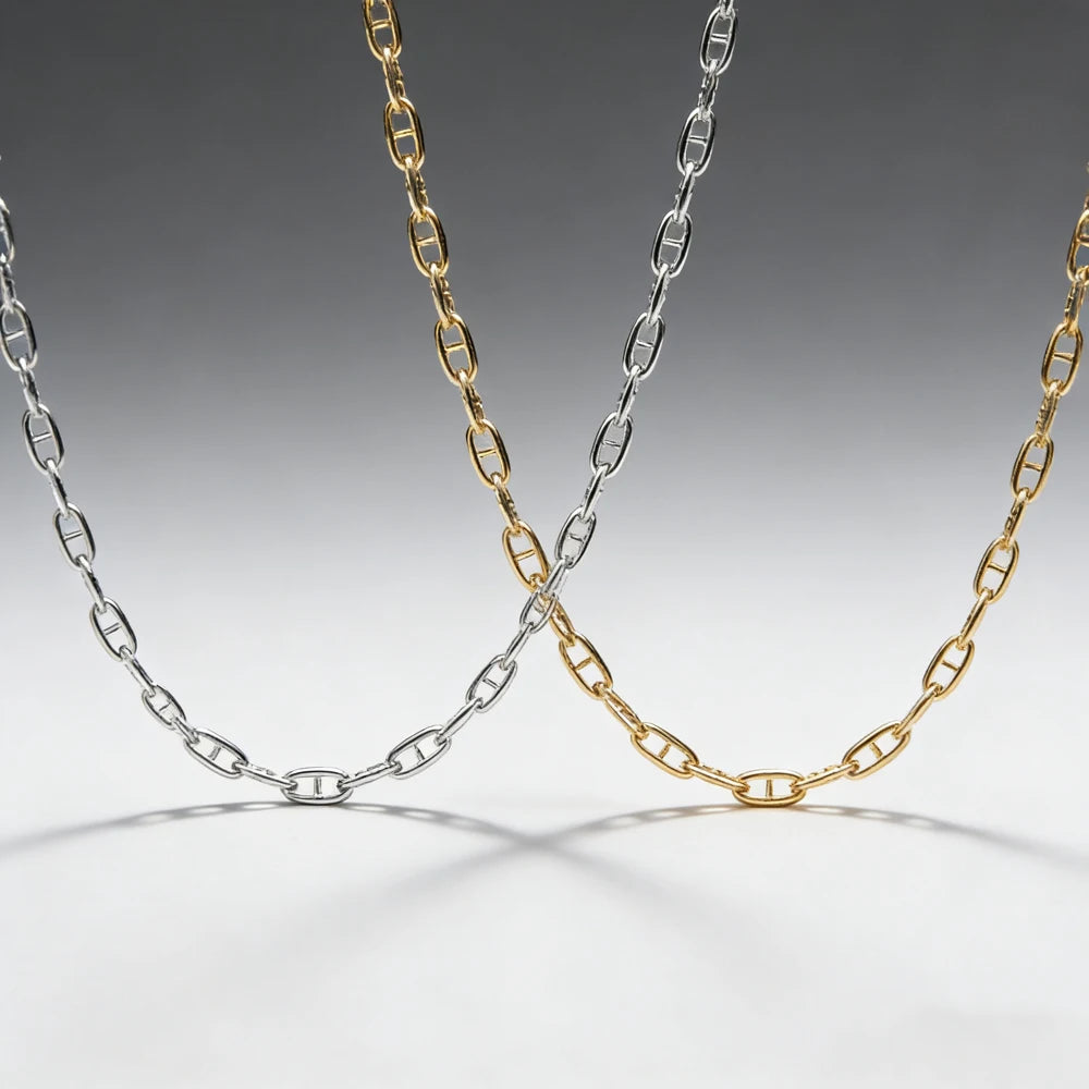 S925 Sterling Silver Necklace 18K Gold Plated Link Chain Necklace Fashion Minimalist Jewelry for Women Daily Party Gift