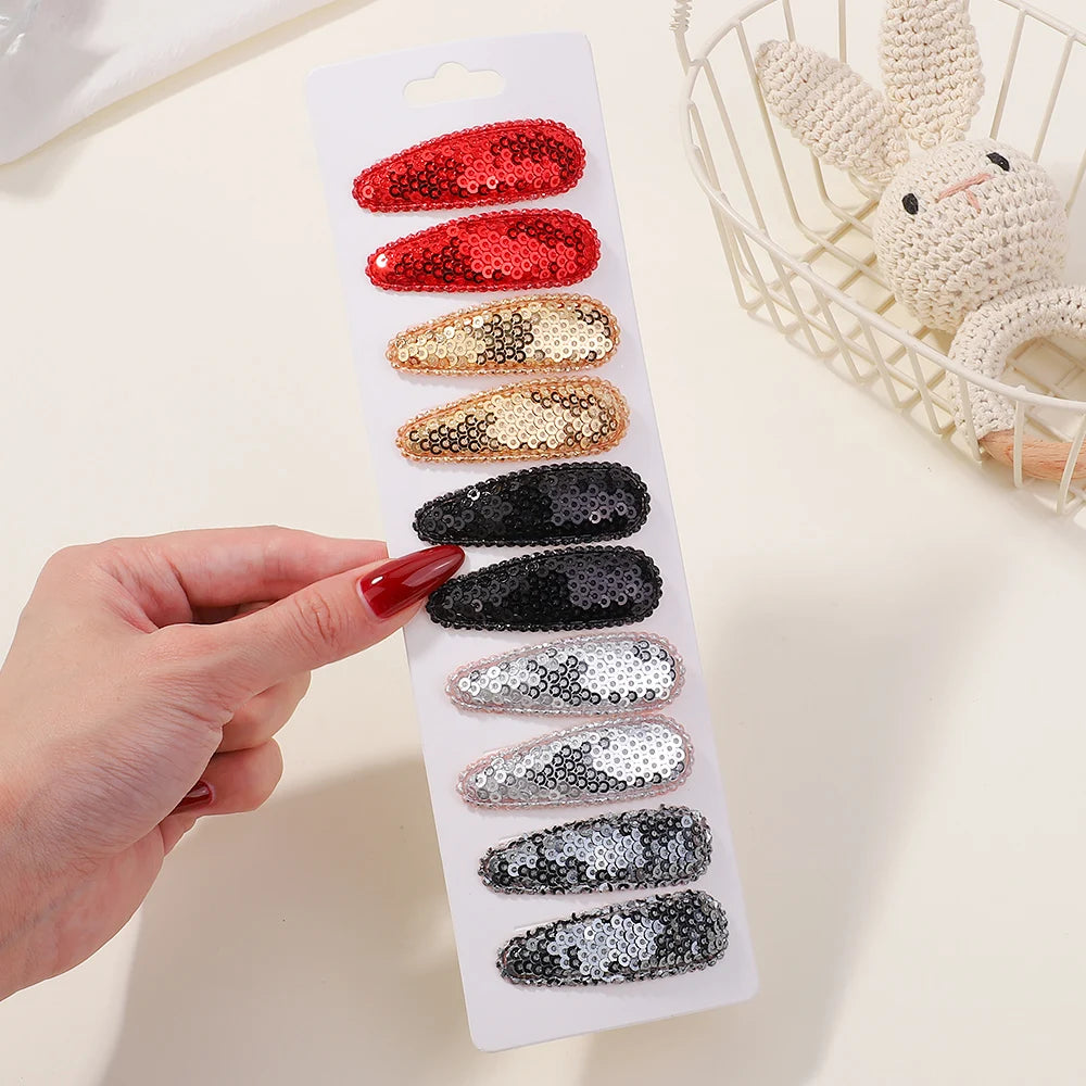 10Pcs/Set Gradient Sequins Metal BB Clips Hair Clips for Kids Handmade Solid Color Hairpins Barrettes Girl Hair Accessories Sets