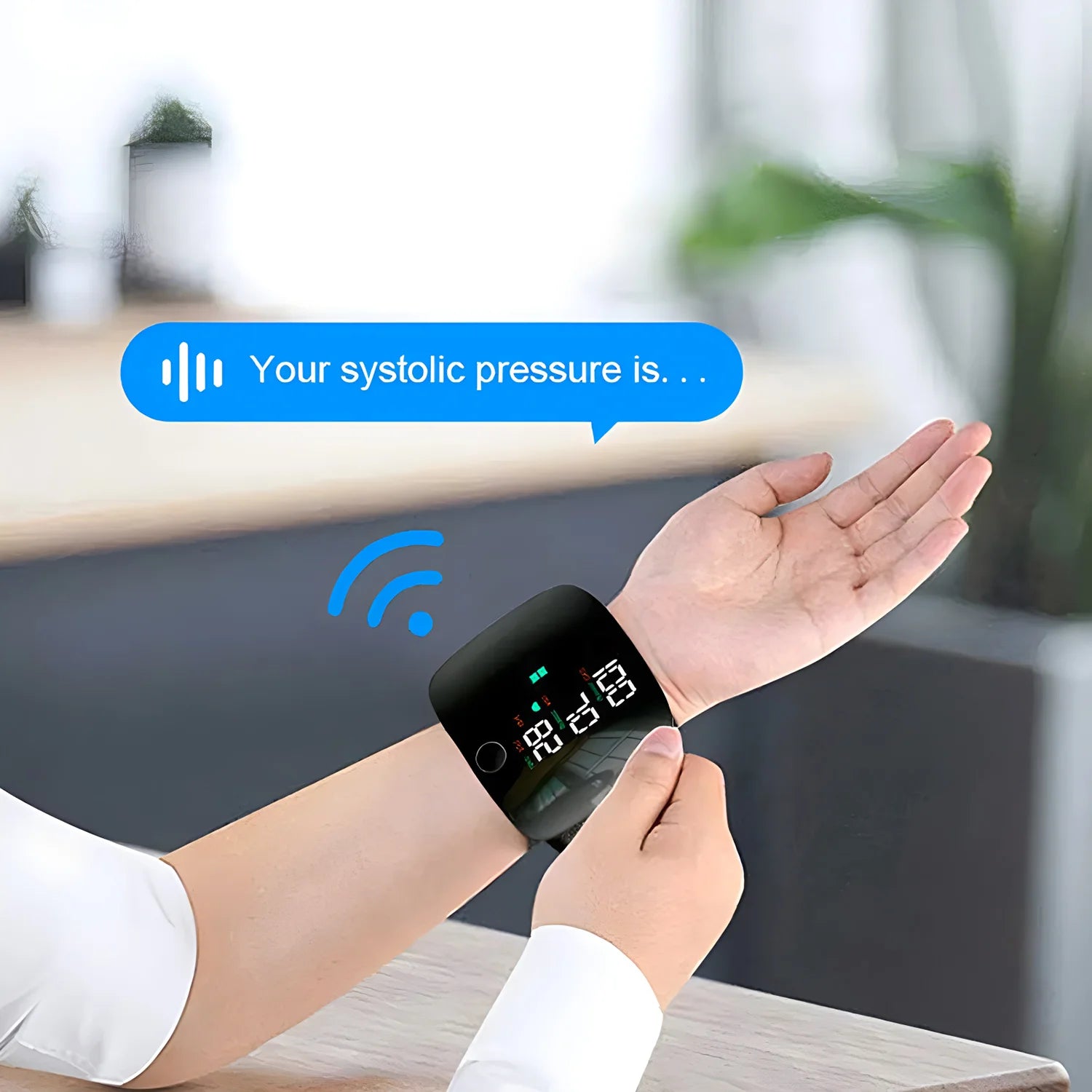 LED Screen Wrist Blood Pressure Monitor English Voice Broadcast Rechargeable Blood Pressure Measuring Device Measurement Record