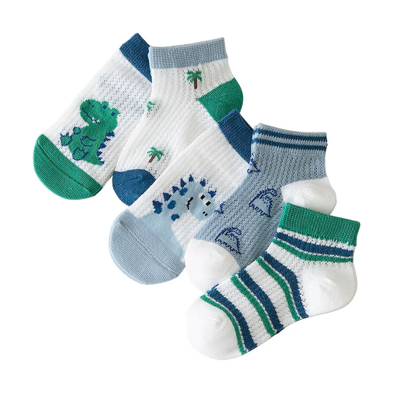 Children's summer thin style mesh baby socks, lightweight and breathable, boys' and girls' socks, cartoon style mid-calf socks