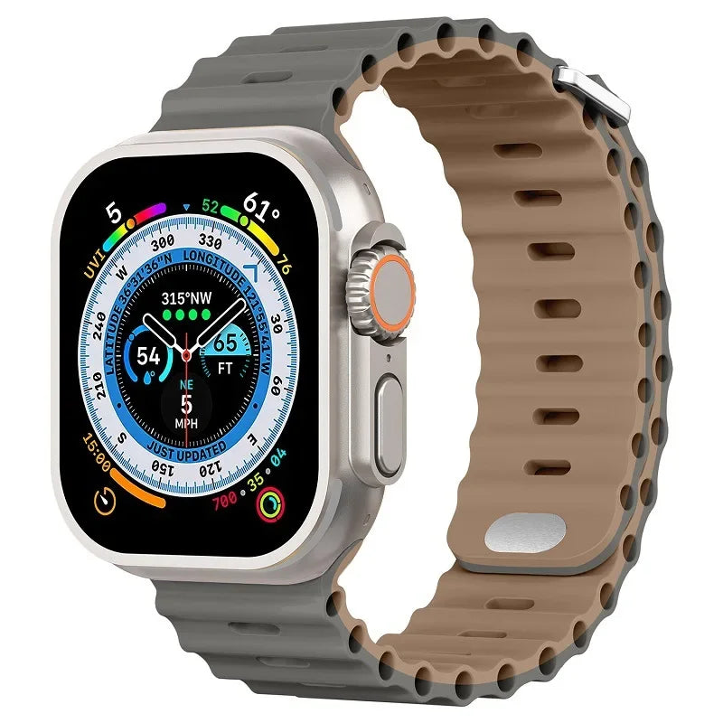 Ocean Strap For Apple Watch Ultra 3/2 Band 49mm 11 10 9 8 7 46mm 45mm 41mm Silicone Bracelet Belt iWatch 6 5 4 SE 44mm 42mm band