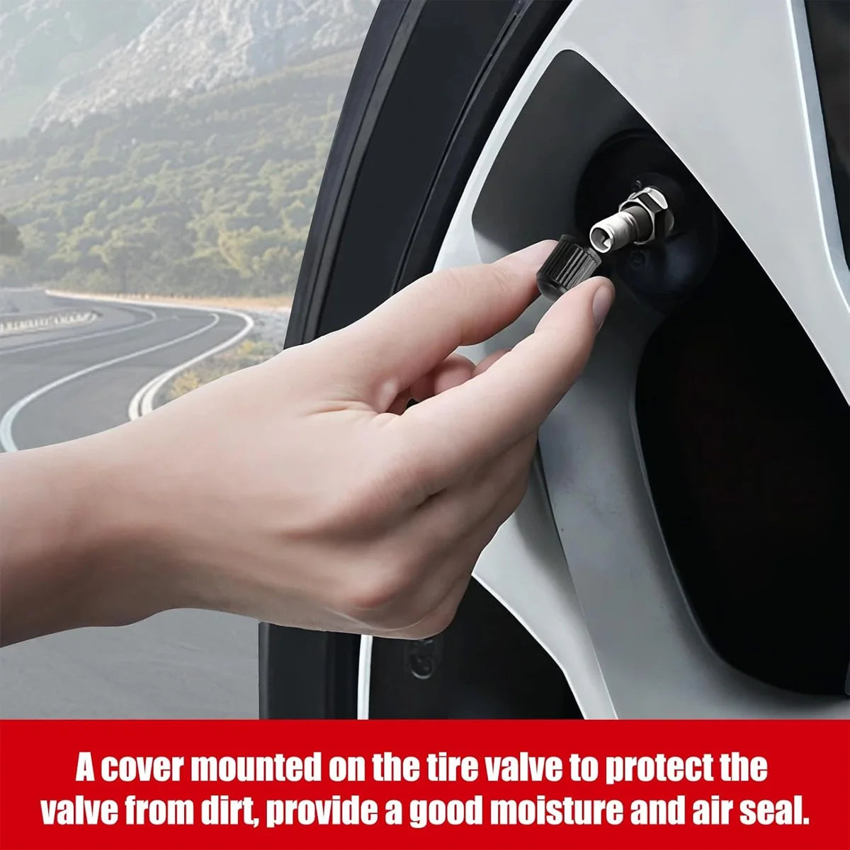 PINMOAP Automotive Tire Valve Cover Dustproof And Waterproof Cap With O-Gasket General Motors Motorcycle Bicycle Valve Cover
