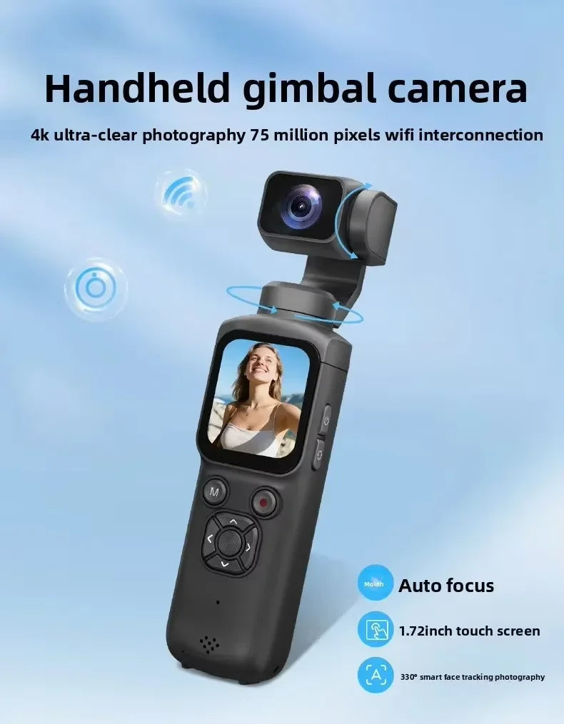 4K Live Streaming Camera Pocket Camera 1.72" Touchscreen Zoom Sport Cam Portable Vlog Video Recorder Cycling