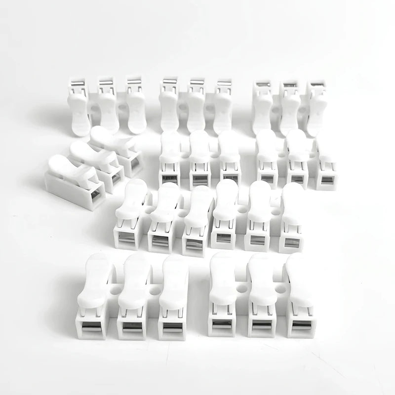 100PCS CH2 CH3 Quick Push Wire Cable Connector 2Pin 3Pin Spring Loaded Flame Retardant Cable Clamp Connection for Wiring