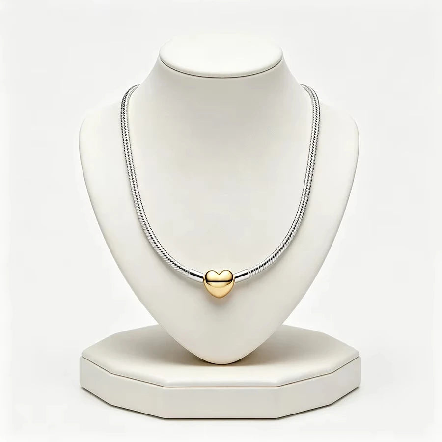 S925 Silver Life Tree Ball shaped Gold Heart Thread Necklace Suitable for Women's Daily Wear DIY Exquisite Jewelry Gifts