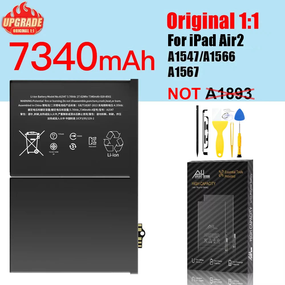 PINZHENG Tablet Battery For iPad 5 6 Air A1474 A1475 A1893 For iPad Air 2 A1566 10.2 Mini 2 3 4 5 Pro 9.7 10.5 11 12.9 Battery