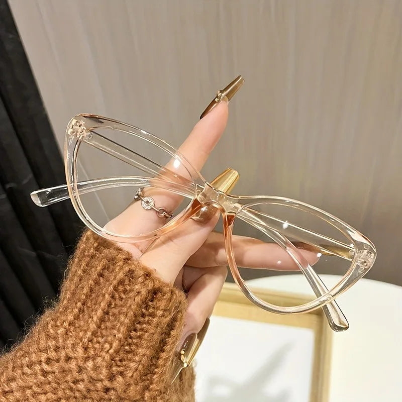 Fashionable cat eye women's flat lens fashion dressing glasses suitable for daily clothing and street photography