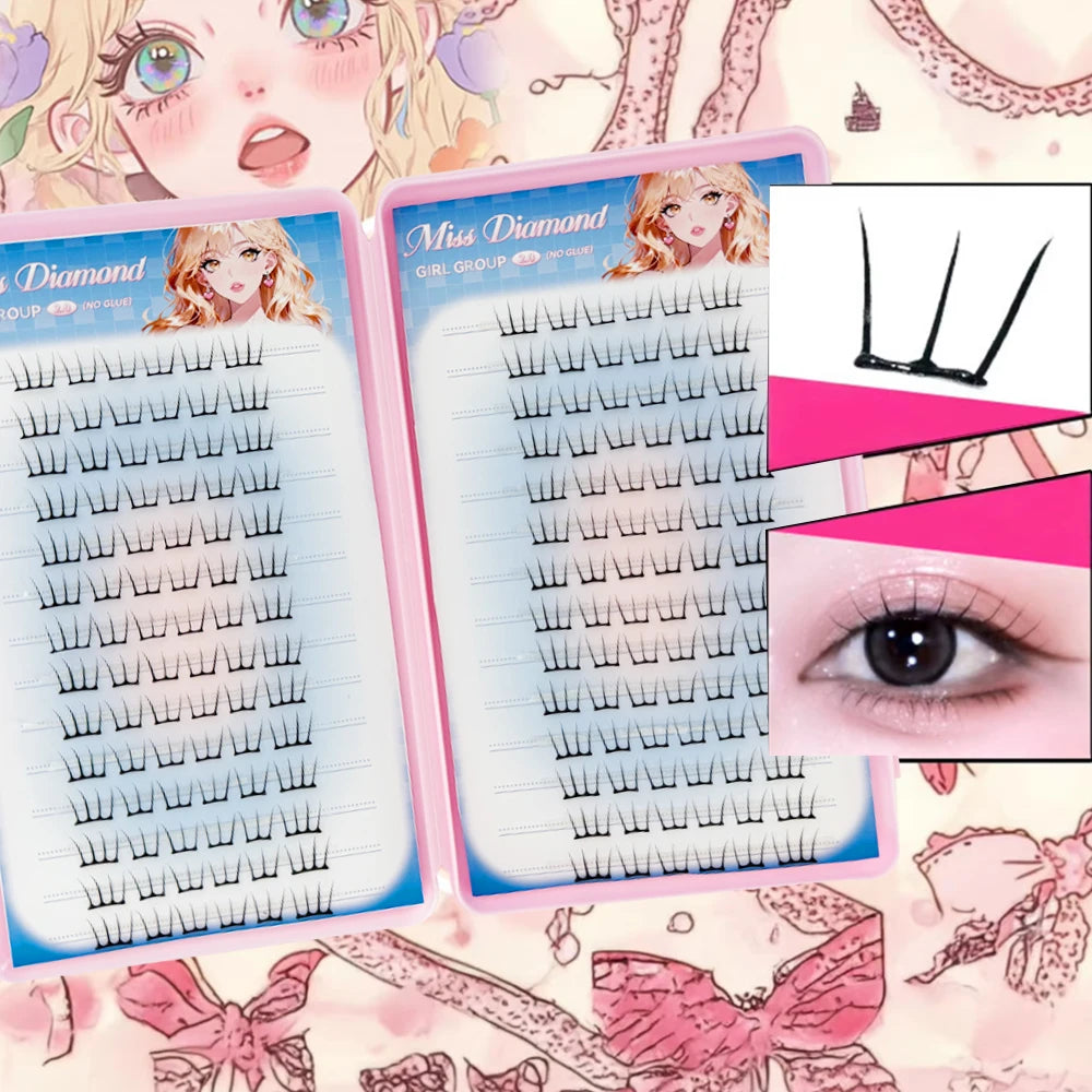 Large Capacity Korean Style Eyelashes Clusters Dense Comics Artificial Eyelashes Perfect Makeup Tool For Girls Enlarge Your Eyes