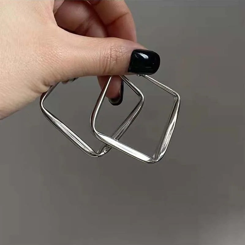 2026 Fashion Gold Color Big Square Hoop Earrings For Women Exaggerated Metal Geometric Irregular Circle Earrings Jewelry