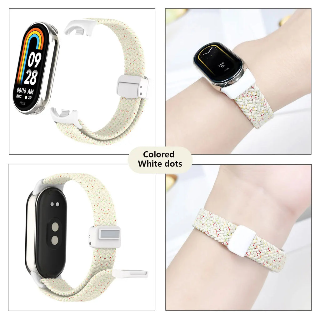 Suitable for Xiaomi Band 8 Wristband, Nylon Braided Strap, Magnet Buckle, Luxury Personality, Mi Band 8 Replacement Strap