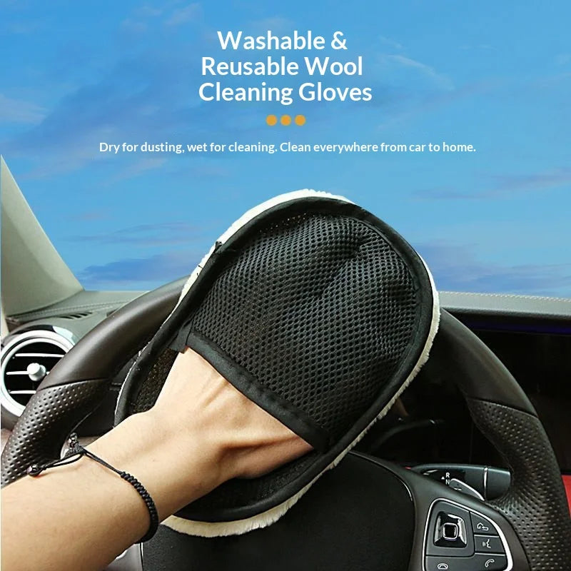 Thickened Fleece Gloves for Car Washing Fleece Cleaning Gloves Car Maintenance Waxing Supplies Cleaning Tool Gloves