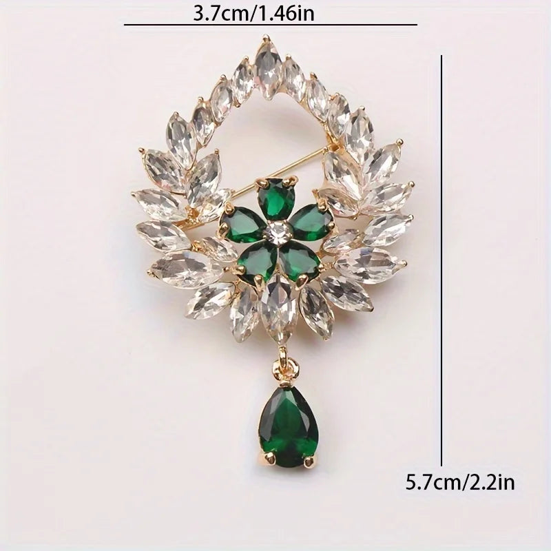 Creative Crown Brooch High-end Alloy Women's Corsage Women's Colorful Rhinestone and Water Drop Jewelry