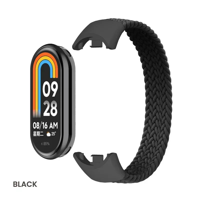 Braided Solo Loop for Xiaomi Mi Band 8 Strap Replacement accessories Elastic Nylon Watchbands correa bracelet for Miband 8 NFC