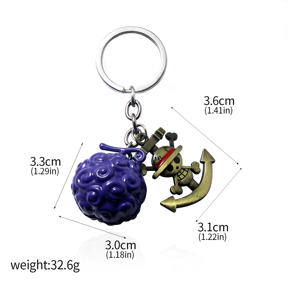 One Piece Luffy Straw Hat Keychain Rotatable Zoro Skull Metal Pendant Role-Playing Decorative Accessories Fan Jewelry Gift