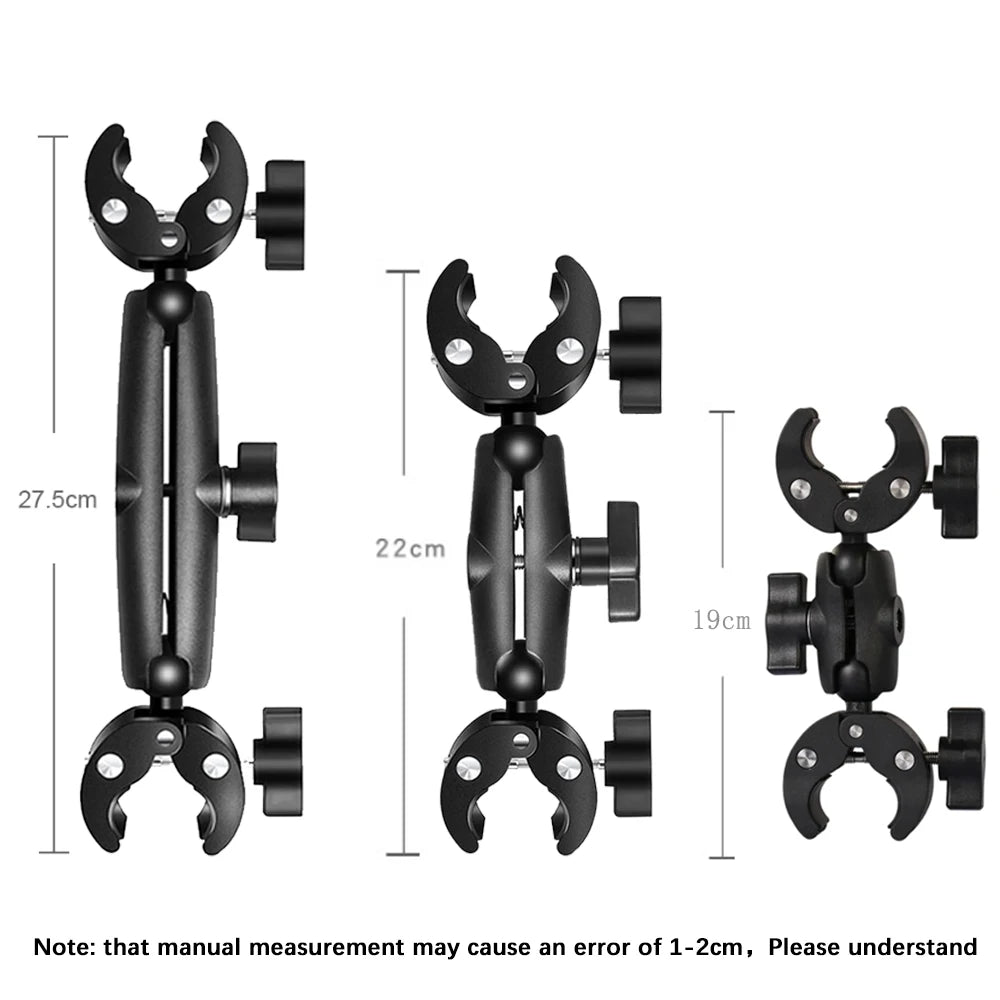HONGDAK for Insta360 One X2 X3 Motorcycle Bicycle Double Clip Bracket for GoPro 11 10 9 Bike Selfie Stick Camera Accessory