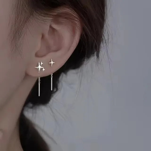 925 Sterling Silver Star Earring for Women Girl Personal Originality Trend Hip Hop Neutral Jewelry Gift Dropshipping