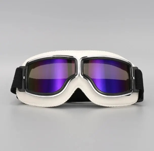 Motorcycle Glasses Windproof Motorcycle Helmet Glasses Sunglasses Retro Universal Folding Leather Retro Motorcycle Accessories