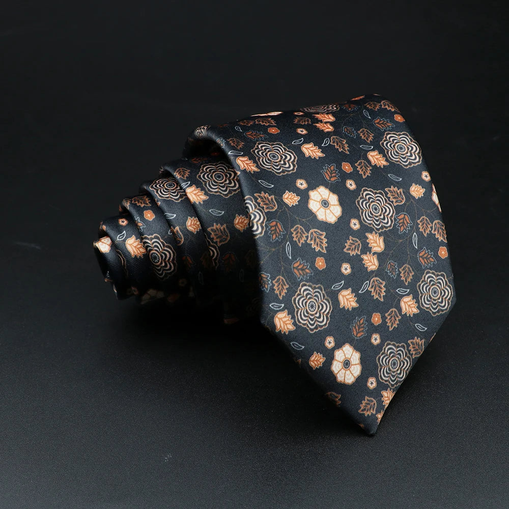 Vintage Super Soft Floral Silk Ties Men's Fashion 8cm Flower Necktie For Men Wedding Business Meeting Gravata Printing Tie Gifts