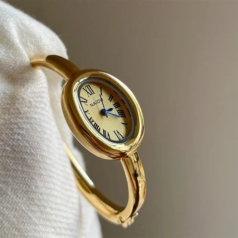 Simple and Stylish Roman Scale Women's Bracelet Watch Oval Quartz Watch