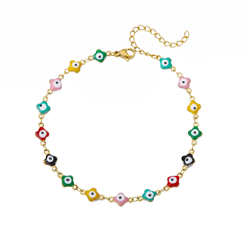 Colorful Boho Drops Anklets For Women Gold Color Stainless Steel Geometric Anklet Luxury Wedding Aesthetic Summer Jewelry Gift