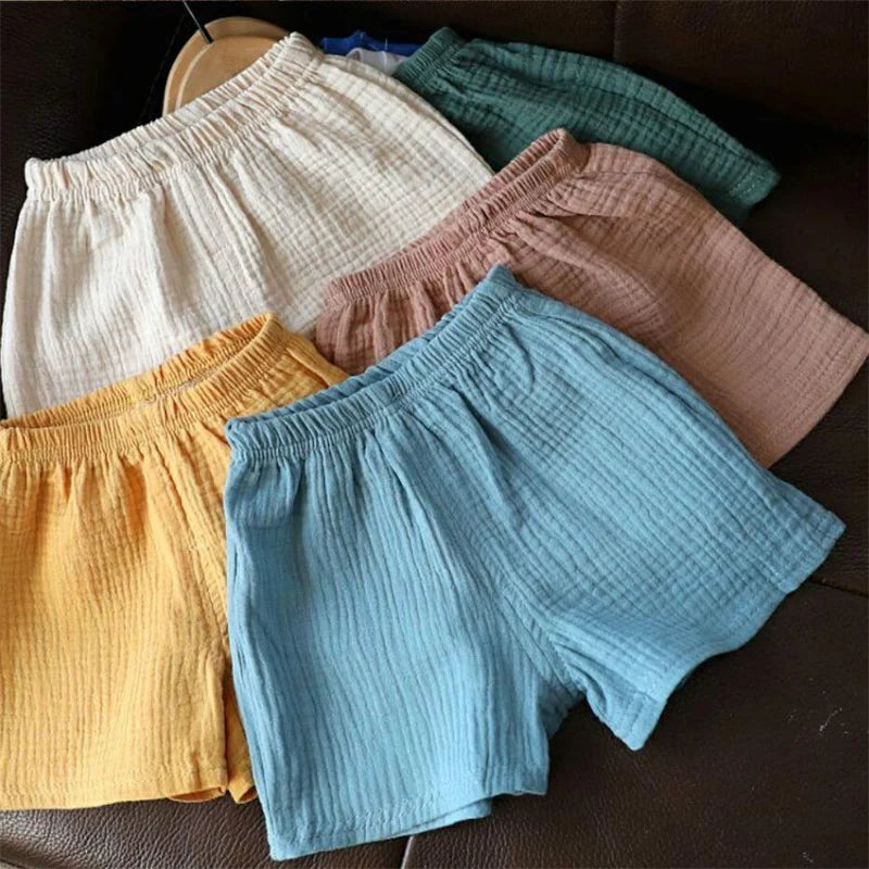 Baby Cotton Linen Shorts Summer New Children's Solid color Short Pant Boys Girls Thin Short Pants Girls Boy Clothing