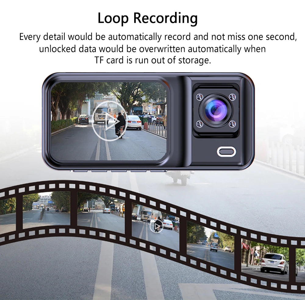 3 Channel Dash Cam for Cars Camera Black Box 3Ch/2Ch 1080P Video Recorder Rear View Camera for Vehicle Car DVR Car Accessories