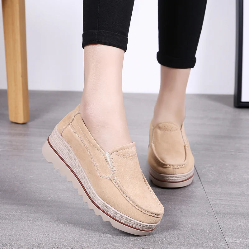 2025 Spring Women Flats Shoes Woman Platform Slip On Flats Sneakers Women Suede Ladies Tenis Loafers Moccasins Casual Shoes