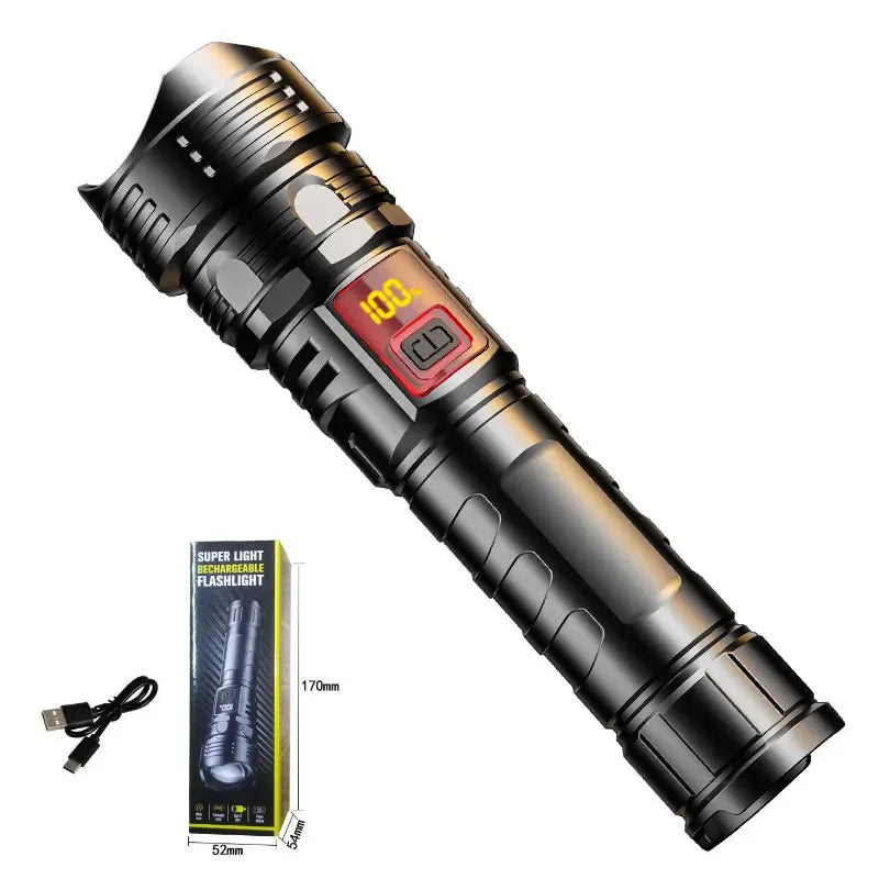 High Power LED Flashlight - USB Rechargeable 1000LM, Zoomable Multifunctional Torch for Outdoor Camping,Emergency (Waterproof)