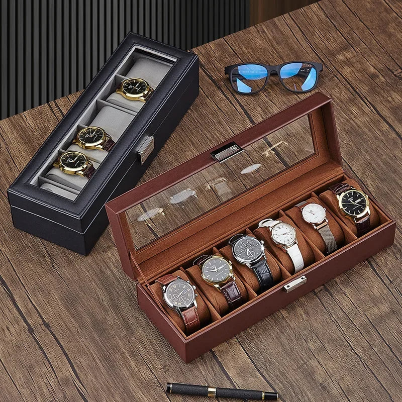 6‑Slot Watch Storage Box, Wristwatch Case for Mechanical Watches, High‑End Men's Watch Collection and Display Box