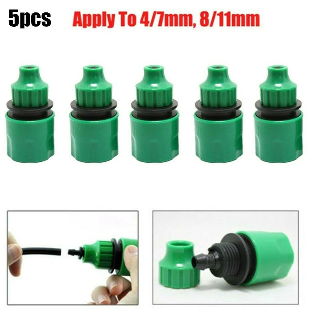 5 Pcs 4/7mm-8/11mm Plastic Garden Water Hose Quick Connector Irrigation Adapter Connector Drip Irrigation Tools