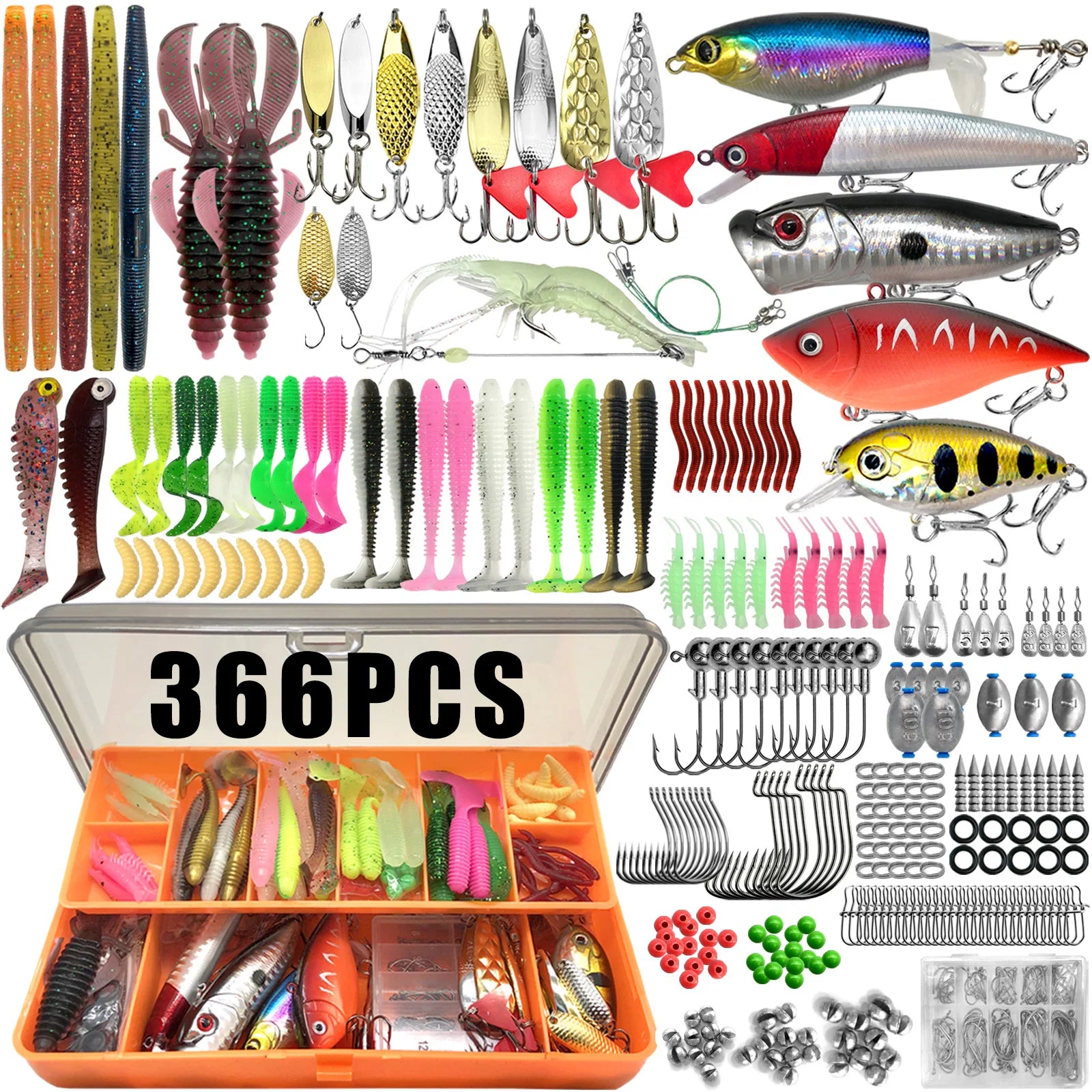 86/88/136/149/366pcs Fishing Lure Kit For Trout/Pike/Bass Multi-Lure Fishing Set Layered Tackle Pro Gear Tackle Box