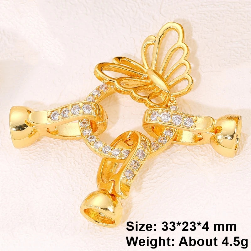 Juya 18K Gold Plated Decorative Fasteners Connector Locks Pearls Clasps Accessories For DIY Needlework Beads Jewelry Making