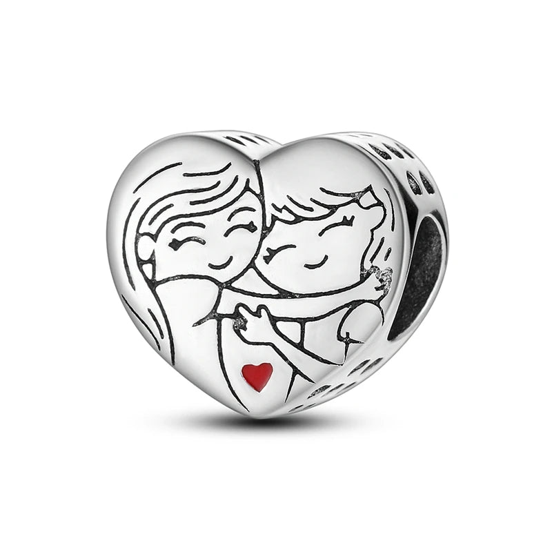 Charms Beads 925 Sterling Silver Tree of Life Peach Heart Sweet Love Charms Fit Pendants Bracelets Necklaces Women Jewelry Gift