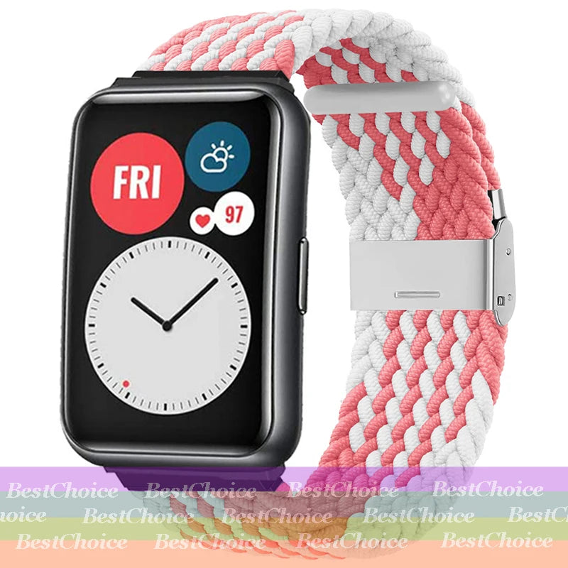 Nylon Braided Watch Strap for Huawei Watch Fit 3 Elastic Loop for Huawei Watch Fit 2 1Adjustable Band Bracelet Metal Connector