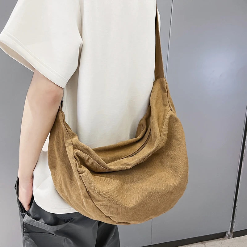 Solid Color Canvas Female Crossbody Bags For Women Large Capacity Shopping Messenger Bag Student Shoulder Bag Unisex School Bag
