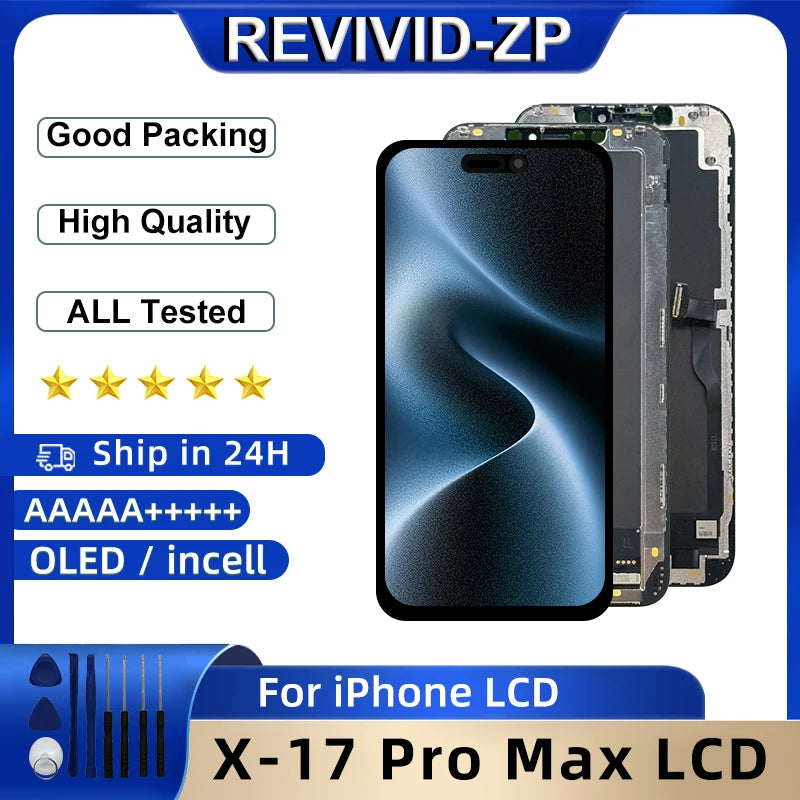 OLED X LCD For iPhone 14 15 Pro Max Display 16 16 Pro 17 17 Pro Max 3D Touch Digitizer Incell For iPhone 11 12 13ProMax Screen