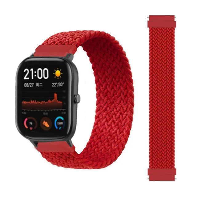 20mm 22mm Watch Straps For Amazfit GTS/4/3/2/2e/GTS2 Mini/GTR 4/3 pro/GTR2/2e/2 Braided solo loop Bracelet Amazfit bip 6 5 band