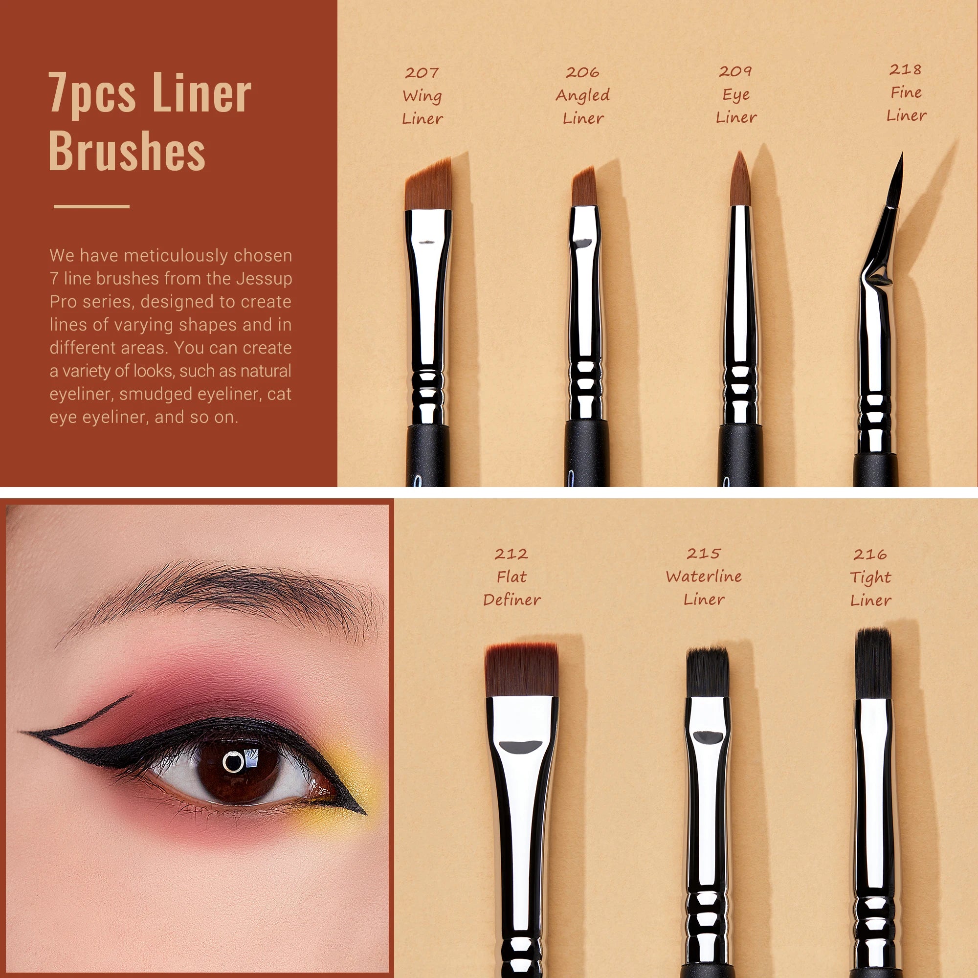 Jessup Eye Makeup Brushes Set,Professional Makeup Brush,Synthetic Eye Blending Brush Eyeshadow Brush Eyebrow Crease Shader T341