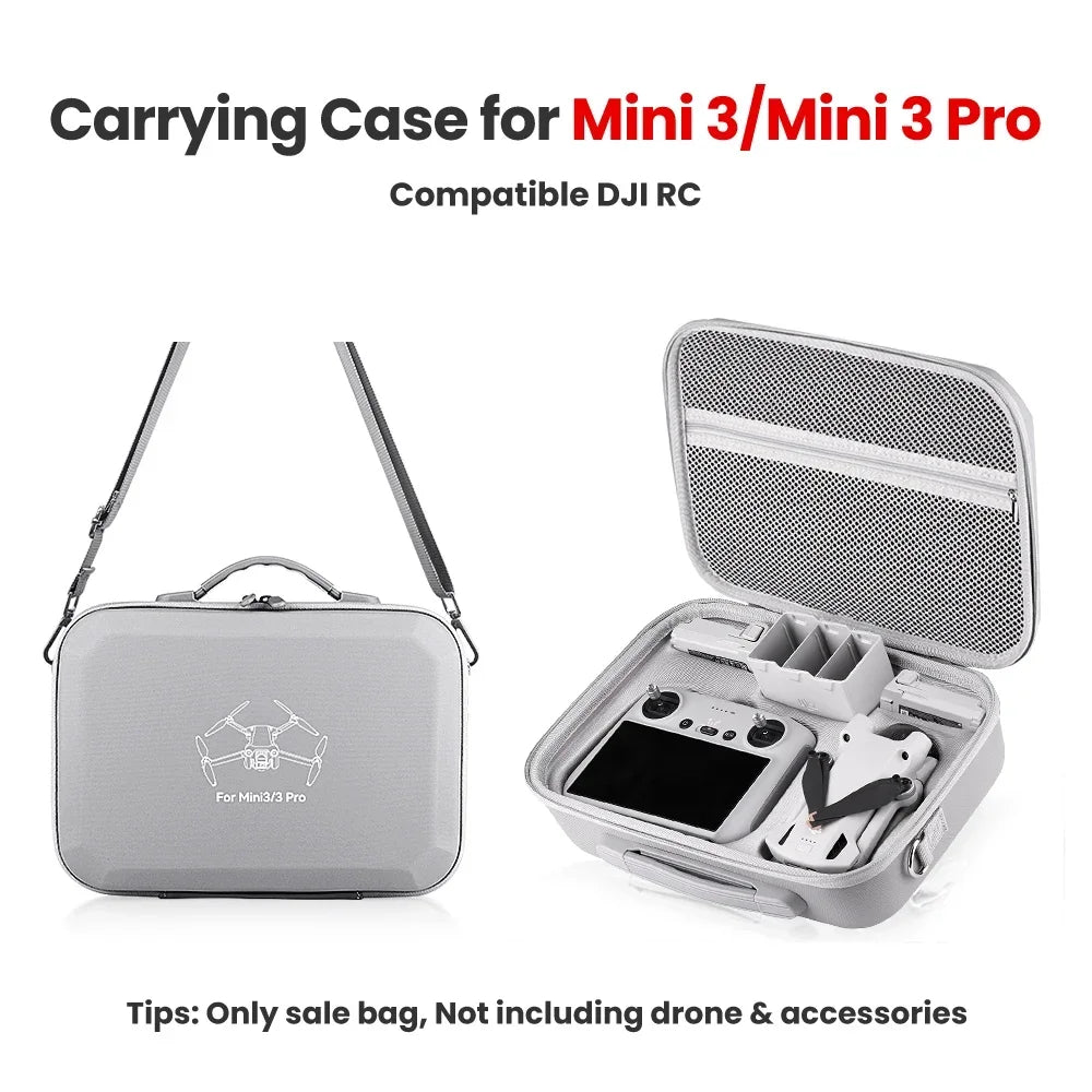 For DJI Mini 3/Mini 3 Pro Portable Storage Bags Hard Shell Carrying Case Drone Accessories PU Leather Waterproof Shoulder Bag
