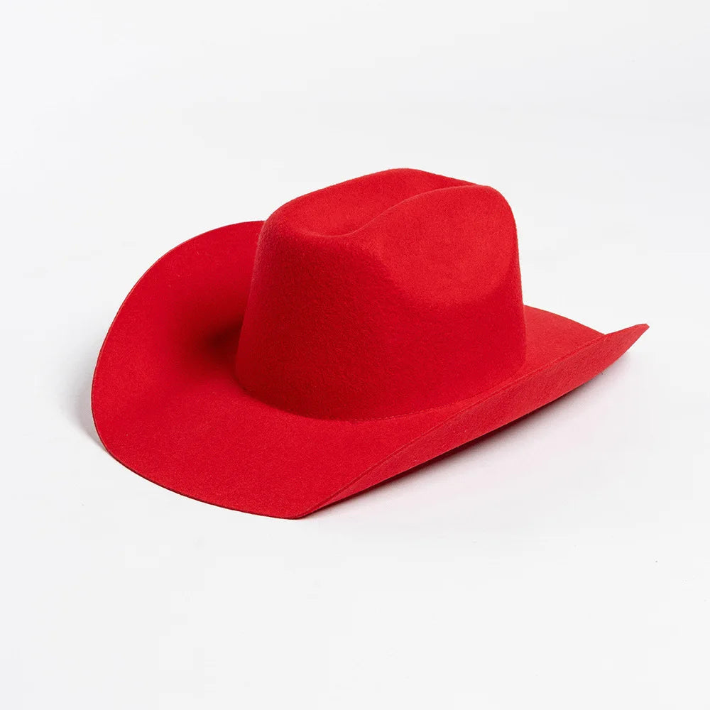 100% Wool Western Cowboy Hat Women Men Autumn Winter Casual Felt Cowgirl Hat Outdoor Sunshade Warm Concave Shape Fedoras Top Hat