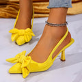 Women Shoes 2025 Summer New Butterfly Knot Sandals Slingbacks Heels Women Sexy Dress Thin Heel Pointed Toe High Heels Women
