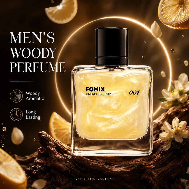 FOMIX 001 Napoleon Men’s Woody Perfume Long Lasting Citrus Aromatic Cologne Sweet Orange Lemon Jasmine Musk Coconut Woody Scent Eau De Parfum Spray Daily Office Date Travel Party Luxury Men Fragrance Gift for Him