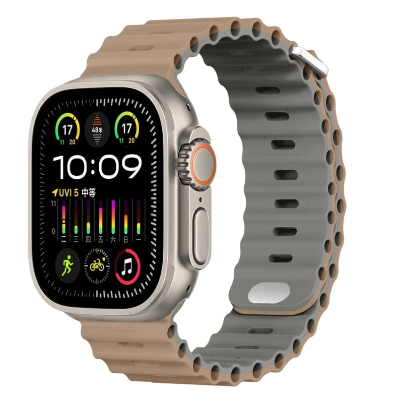 Ocean Silicone Strap For Apple Watch UItra 3 1 2 49mm 10 9 8 7 11 46mm 42mm 45mm 41mm Bracelet Wristband iWatch 6 5 4 SE3 44mm