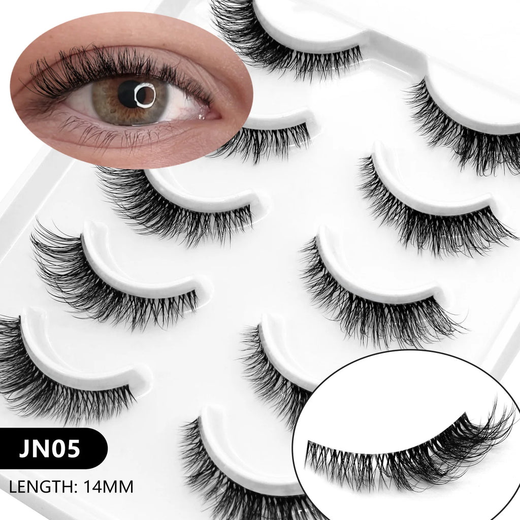 VELTRINAY Fake Lashes Mink Lashes Plush 3D False Eyelashes Clear Band Accent Cat Eye Lashes False Lashes Makeup