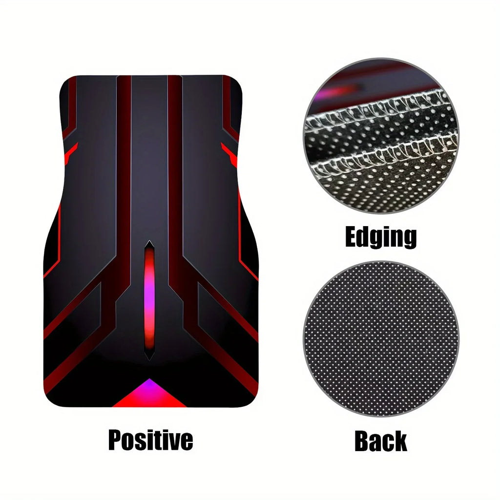 1pc Premium Luminous Geometric Print Car Floor Mats, Front and Rear Carpets, Interior Car Accessory Mats