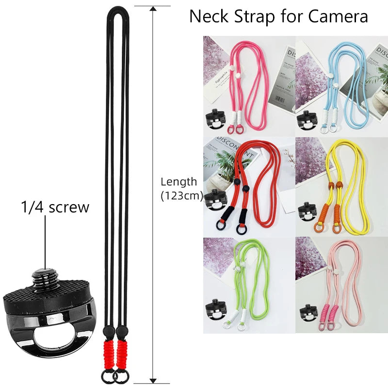 For DJI OSMO Pocket 4 3 Crossbody Neck Strap with 1/4 Inch Screw Anti-loss Camera Lanyard for Insta360 X5 X4 Gopro Accessories