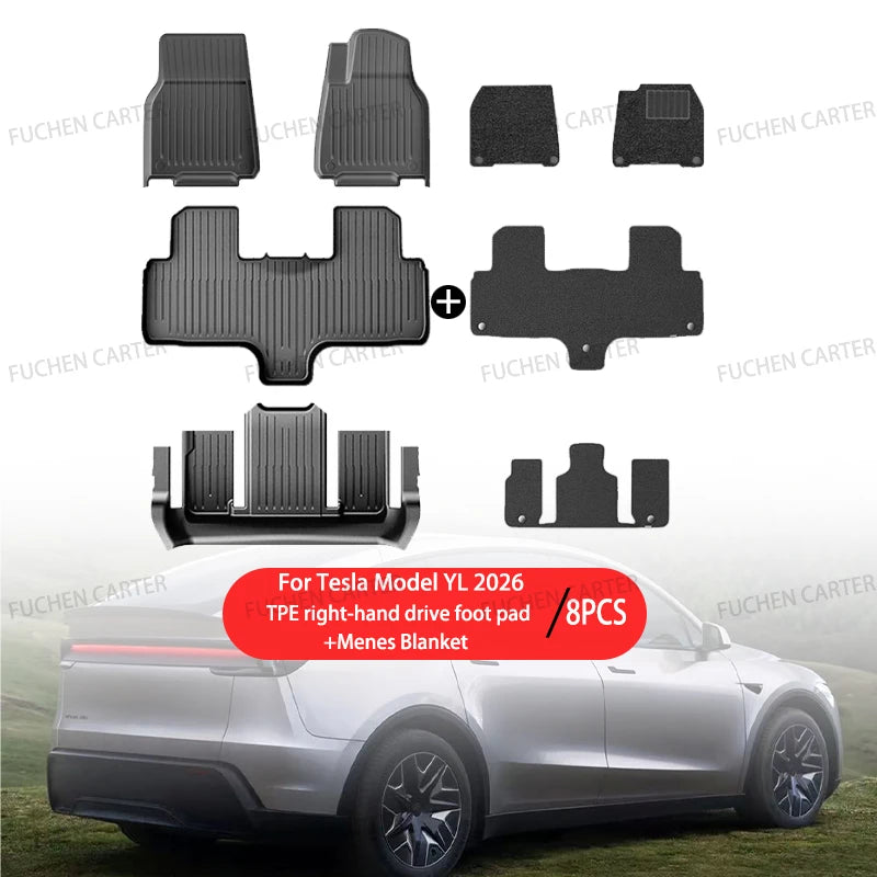 Car Floor Mats for Tesla NEW Model YL 2026 Car Four Seasons Waterproof Non-slip Floor Mat Trunk Mat TPE Special Car Accessories