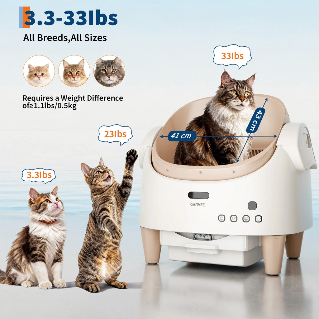 Self Cleaning Smart Litter Box APP Controlled Automatic Odor-Free Cat Toilet with Large Waste Bin for Single Multi Cats