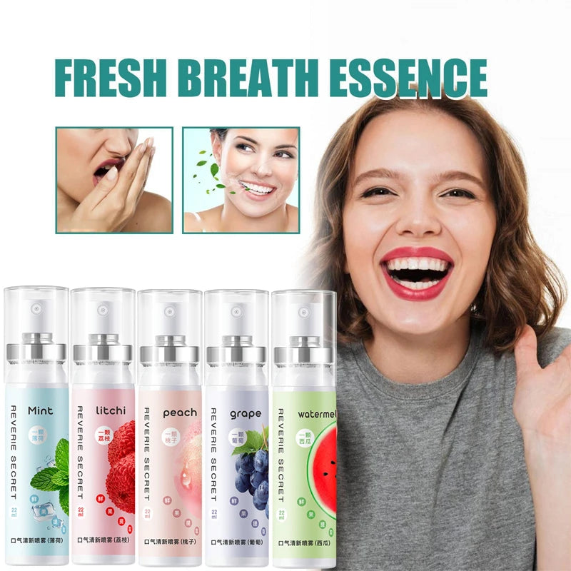 Convenient Breath Refreshing Spray, Various Fruit Flavors, Alcohol Free, Breath Care, Suitable for Dating and After Dinner
