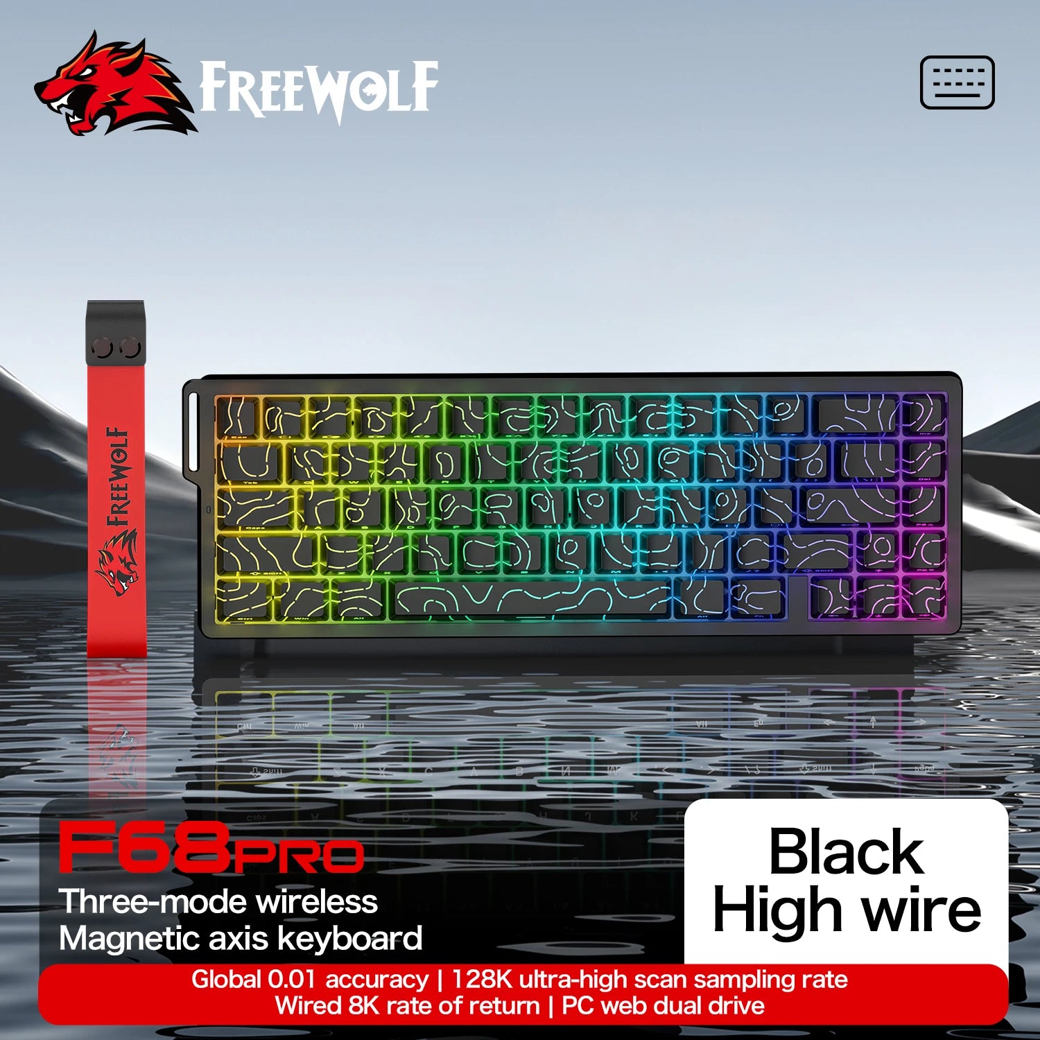 Magnetic Switch Keyboard ATTACK SHARK X68HE Wired and FREEWOLF F68 Wired F68Pro Wireless for Pro Gaming 8K Hz 0.01mm Rapid Trigg